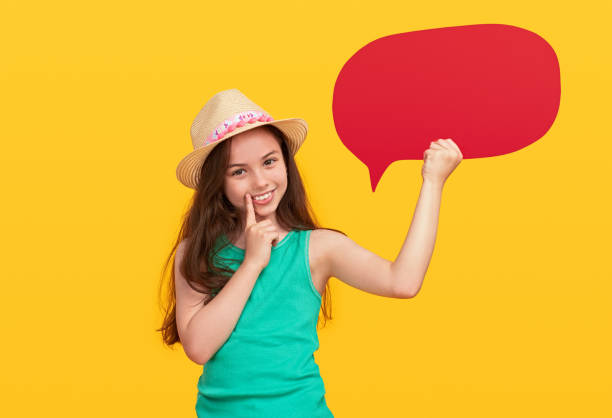 istock Friendly teenager with blank speech bubble 1250031553