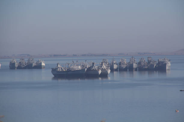 ghost fleet of ships on the water
