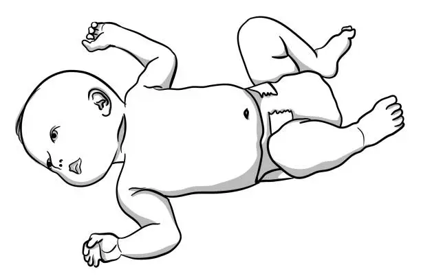 Vector illustration of Baby In Diaper