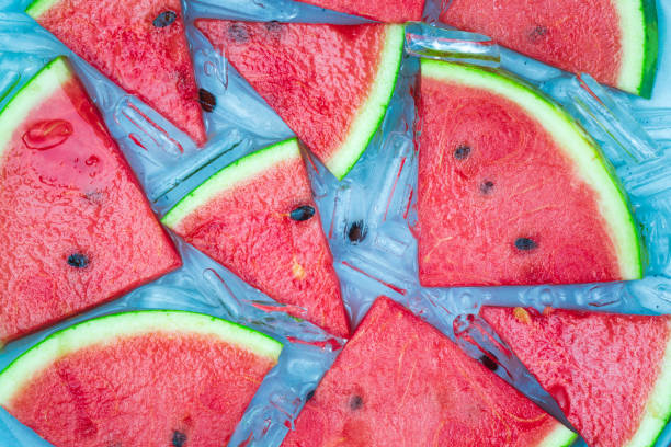 Slices of red watermelonOther fruits and berries