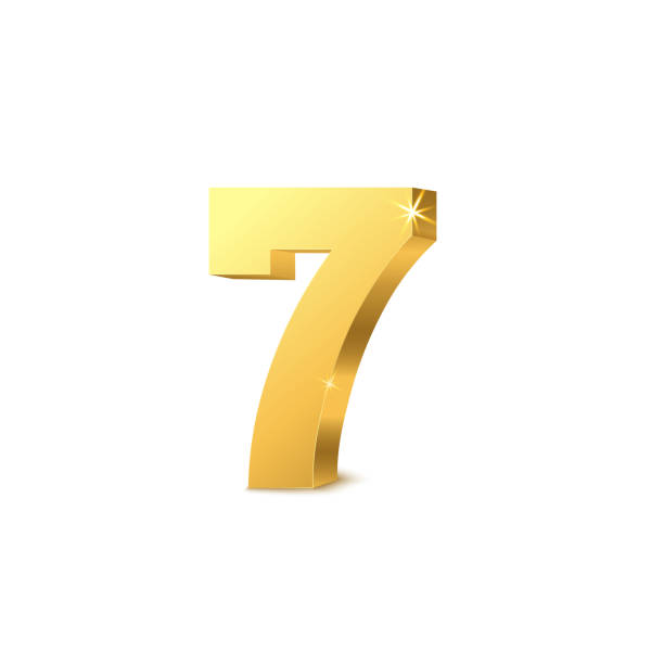 istock Shiny metallic golden seven number mockup realistic vector illustration isolated. 1250041780
