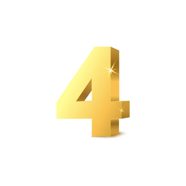 istock Render of golden number four, realistic mockup vector illustration isolated. 1250041783