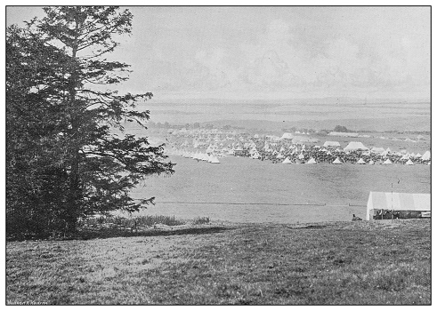 Vintage photograph of Napoleon II at Solferino, Victorian 19th Century. Battle of Solferino  on 24 June 1859 resulted in the victory of the allied French Army under Napoleon III and Piemont-Sardinian Army under Victor Emmanuel II (together known as the Franco-Sardinian Alliance) against the Austrian Army under Emperor Franz Joseph I.