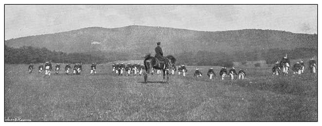 Antique photograph of British Navy and Army: Training