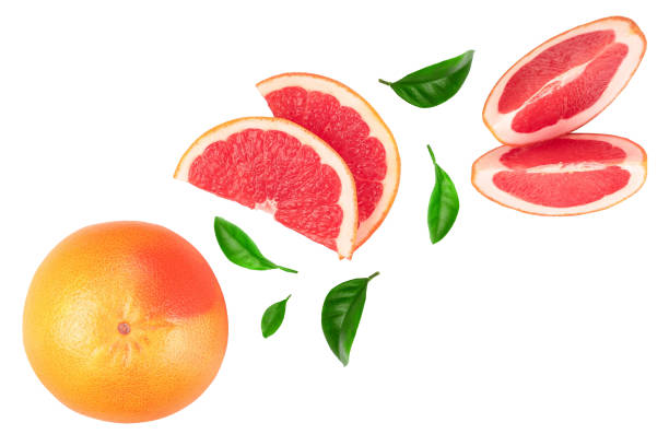 istock Grapefruit and slices isolated on white background. Top view with copy space for your text. Flat lay 1250051366