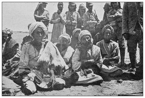 Antique photograph of British Navy and Army: Khartoum prisoners