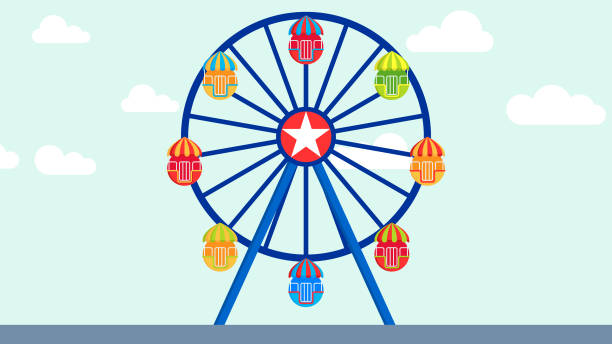 ilustraciones, imágenes clip art, dibujos animados e iconos de stock de noria - ferris wheel carnival amusement park wheel