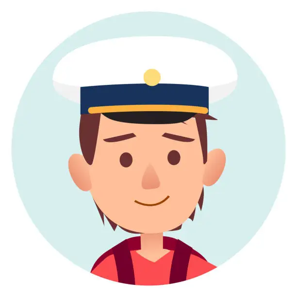 Vector illustration of Future Mariner Portrait of Young Boy in Cap