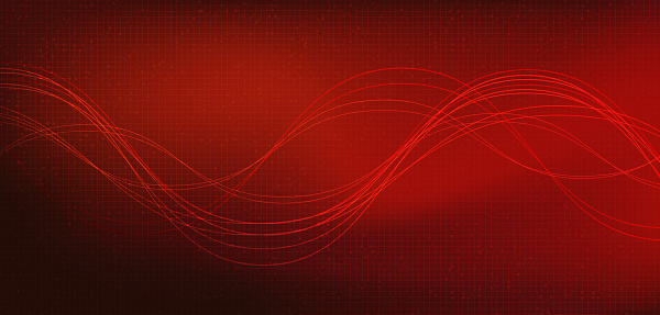 Line Digital Sound Wave Low and Hight richter scale on Red Background,technology and earthquake wave diagram concept,design for music studio and science,Vector Illustration.