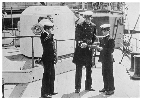 Ho Chi Minh City, Vietnam - February 11, 2023 : Navy Sailors On Board HMS Spey Offshore Patrol Vessel (P234) Of United Kingdom Royal.
