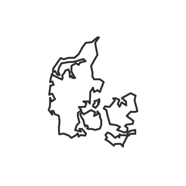 ilustrações, clipart, desenhos animados e ícones de ícone do mapa de contorno da dinamarca. mapa dinamarquês isolado em fundo branco. ilustração vetorial - flag countries symbol scandinavian