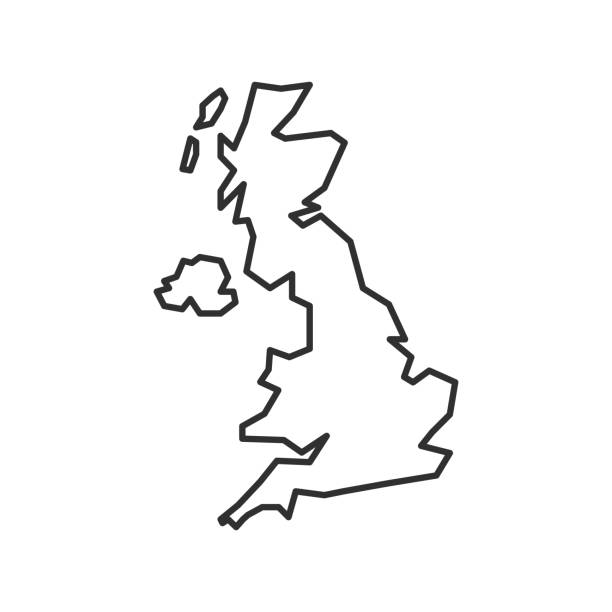 白い背景に分離された英国の地図アイコン。英国のアウトラインマップ。単純な線のアイコン。ベクトルの図 - uk点のイラスト素材／クリップアート素材／マンガ素材／アイコン素材