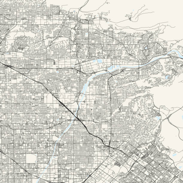 anaheim, california vector mapa - honda center stock illustrations