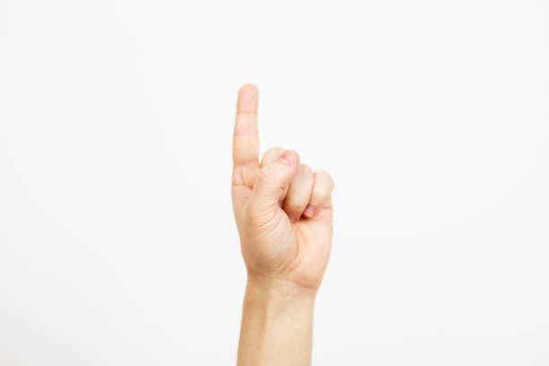 Four fingers up on a hand against a white background