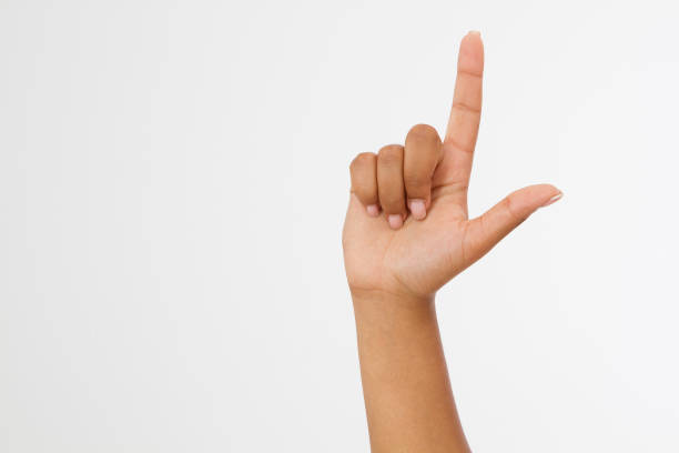 istock finger point isolated white background. afro american hand. Mock up. Copy space. Template. Blank. 1250062928