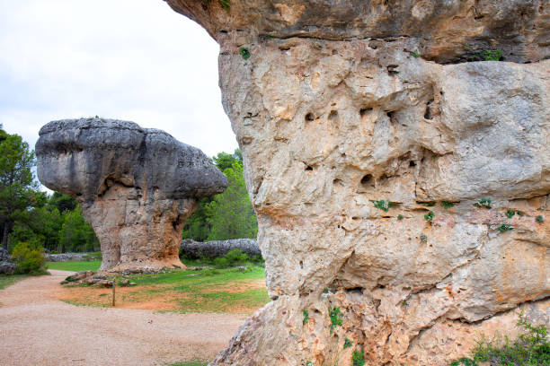 Eroded limestone outcrops in La Ciudad Encantada, The enchanted City, in Cuenca, CM, Spain