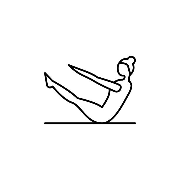 yoga line illustration icon on white background yoga line illustration icon on white background. Signs and symbols can be used for web, logo, mobile app, UI, UX pilates stock illustrations
