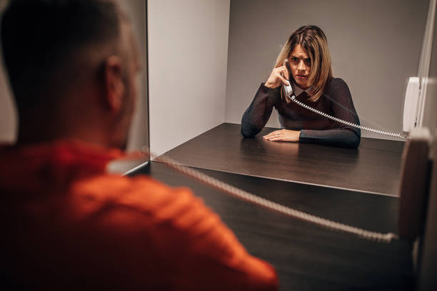 istock Angry woman visit her husband in prison 1250068526