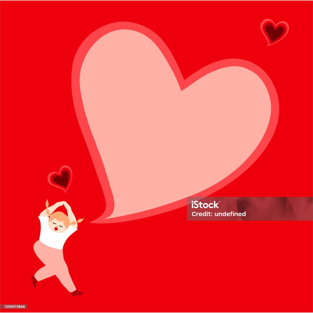Cute Girl With Heart And Space For Text Postcard Love Letter For ...
