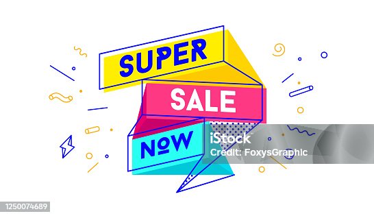 istock Super Sale. 3d sale banner with text Super Sale 1250074689