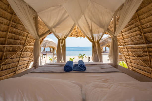 istock View from a beach hut bedroom at a tropical paradise location 1250077405