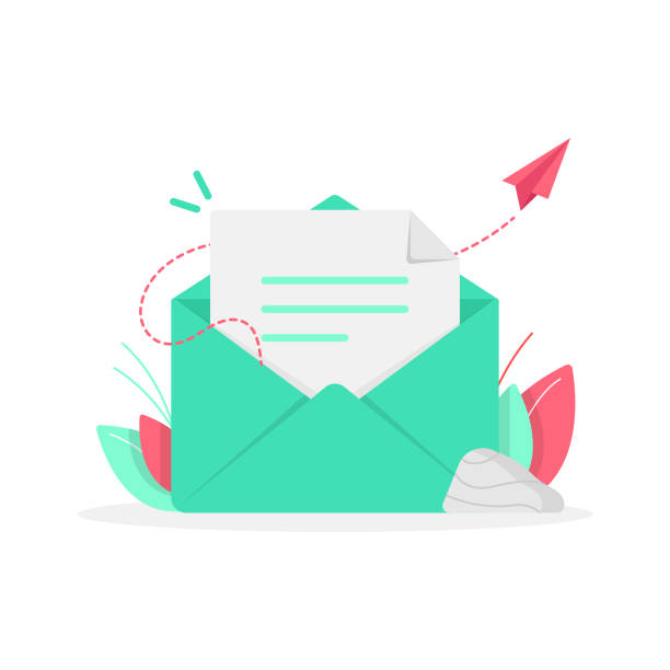 newsletter i e-mail zapisz ikona flat design. - opening mail stock illustrations