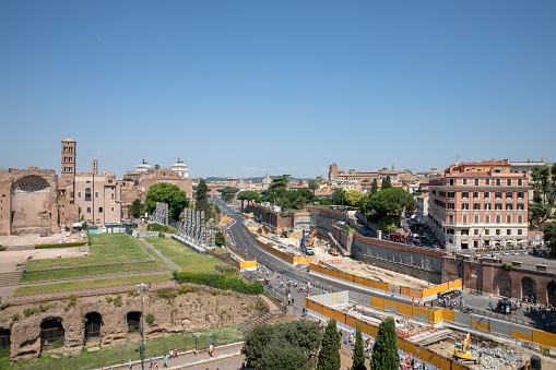 Rome, Italy - June 20, 2018: Panoramic view of city Rome. Summer sunny day and blue sky