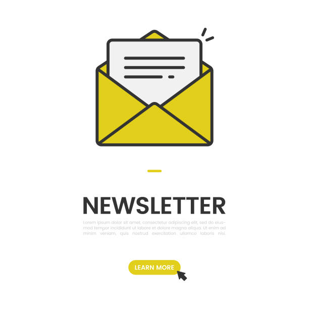 illustrazioni stock, clip art, cartoni animati e icone di tendenza di newsletter ed e-mail iscriviti banner vector design. - posta elettronica in arrivo