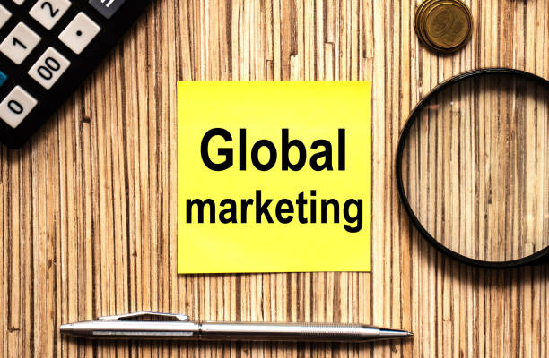 istock text global marketing in yellow notes with pen 1250095439