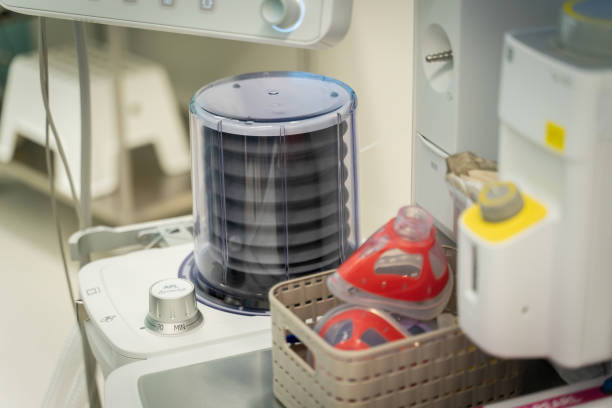 istock Anesthesia Ventilator Machine in a surgery room with face masks 1250097290