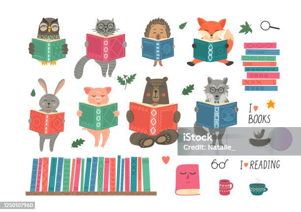 Animals Reading Book Stock Illustration - Download Image Now - Book,  Reading, Animal - iStock