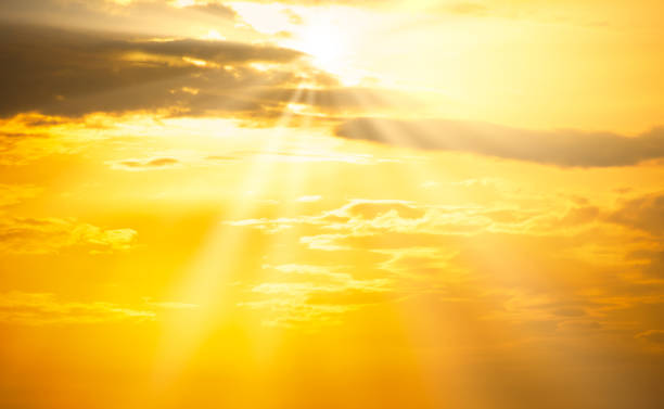 istock Sunset orange sky with sun and clouds 1250110000