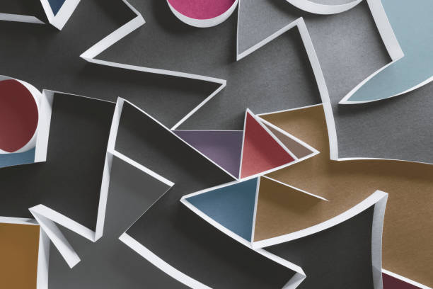 istock Abstract composition made paper shapes, gray background 1250113311