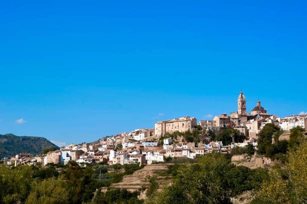 istock Mountain village among trees with blue sky 1250114592