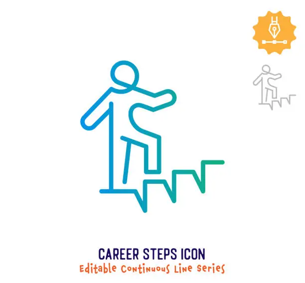 Vector illustration of Career Steps Continuous Line Editable Icon