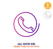 istock Call Centre Continuous Line Editable Icon 1250123687
