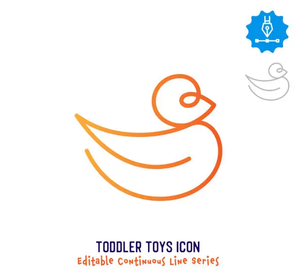Vector illustration of Toddler Toys Continuous Line Editable Icon
