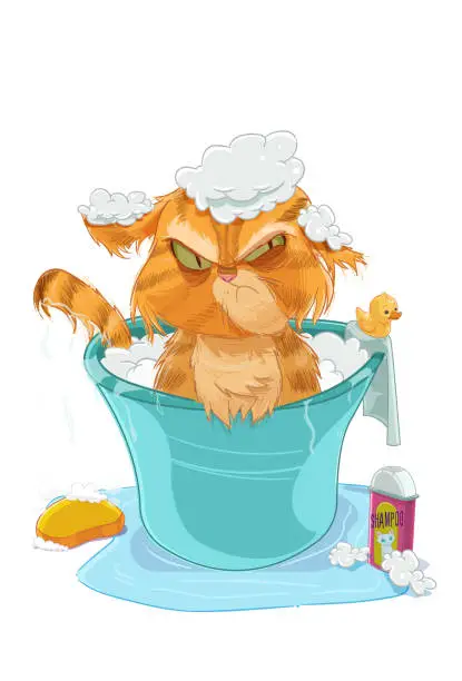 Vector illustration of The Cat Bath