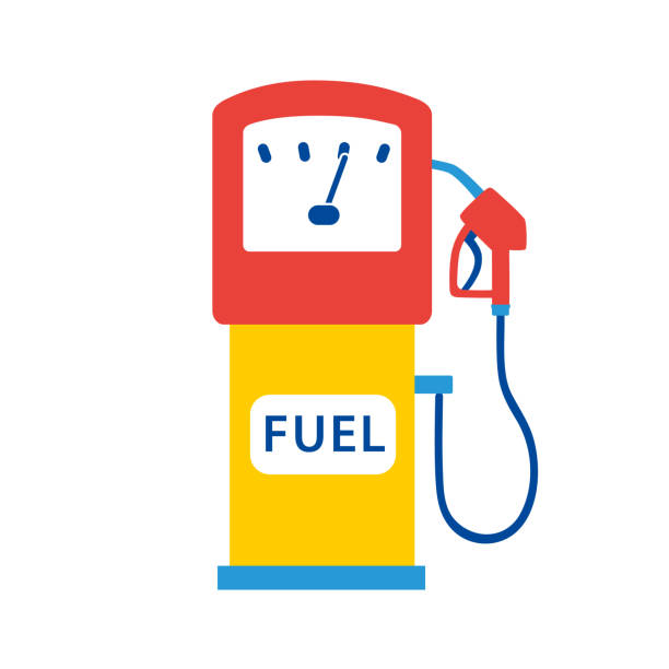 ikona płaskiej pompy paliwa gazowego - gas station service red yellow stock illustrations