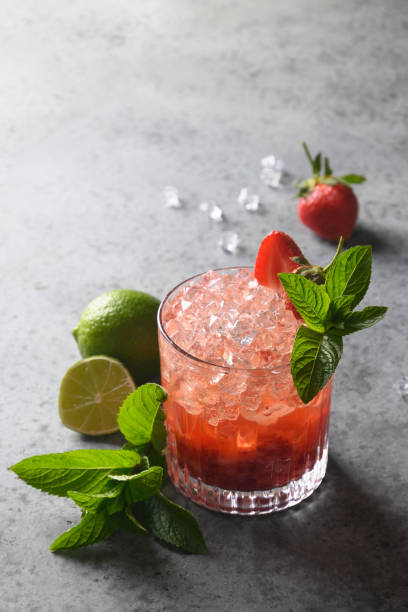 istock Freshness lemonade with strawberries and lime. Homemade beverage. 1250131609
