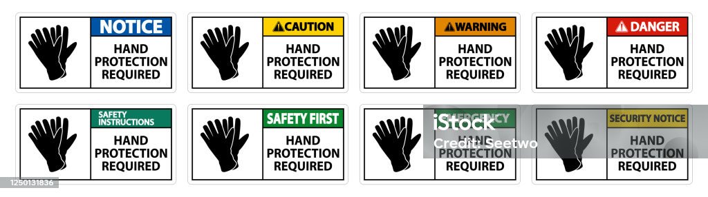 Hand Protection Background Hand Protection Required Sign On White Background Stock Illustration ...