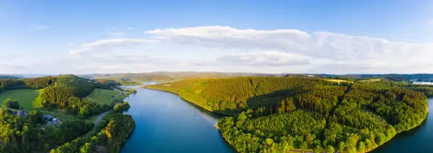 bigge lake sauerland german from above high definition panorama