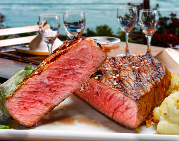 Fresh grilled meat. Grilled beef steak