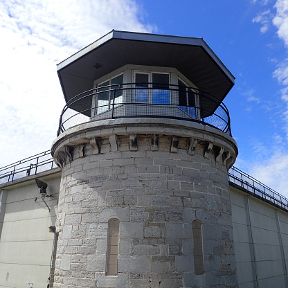 Brooklyn, NY - Feb 4, 2023: Metropolitan Detention Center building, a tall jail, prison in Brooklyn.