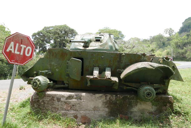 Leon, Nicaragua - April 20, 2016: a daytime shot from a military tank a in Leon, Nicaragua