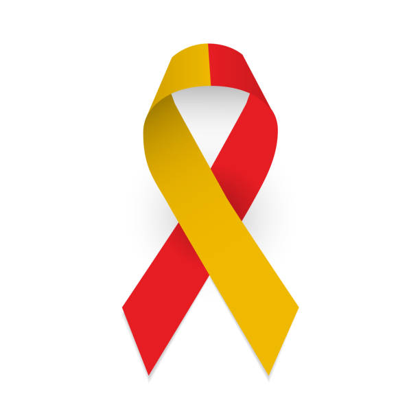 czerwona i żółta wstążka jako symbol świadomości zapalenia wątroby. - letter i data information symbol research stock illustrations
