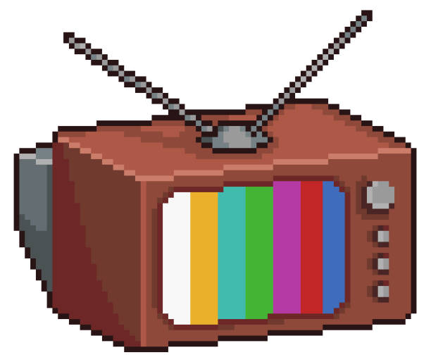 Pixel Art Old Tv 8bit 16bit Retro Vintage Stock Illustration