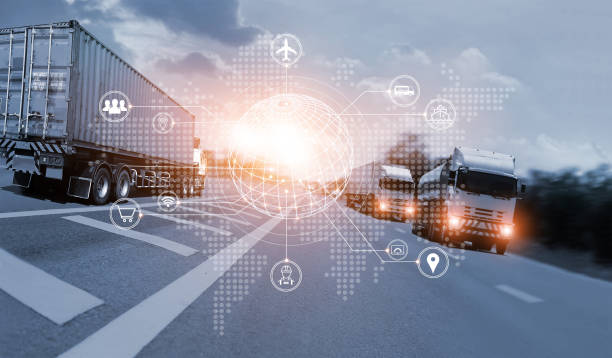 istock Logistics and transportation of Container Cargo with icon global network. 1250153373