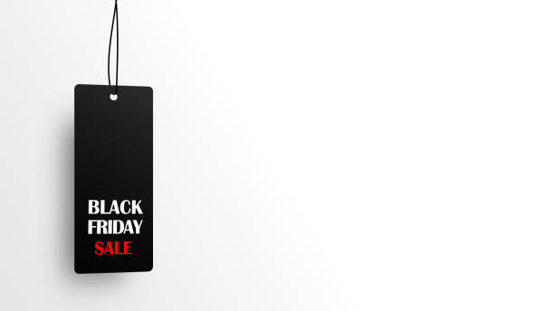 istock Label hanging Black Friday sale text isolated on white background with copy space for your graphic. Vector illustration. 1250155362