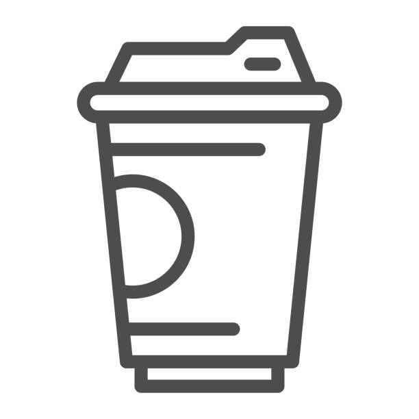 Coffee cup line icon, drinks concept, Coffee take away sign on white background, Disposable paper cup icon in outline style for mobile concept and web design. Vector graphics. Coffee cup line icon, drinks concept, Coffee take away sign on white background, Disposable paper cup icon in outline style for mobile concept and web design. Vector graphics caffeine illustrations stock illustrations